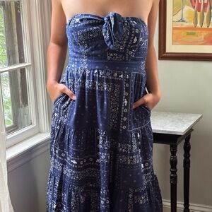 Universal Thread Blue and White Tiered Maxi Sundress